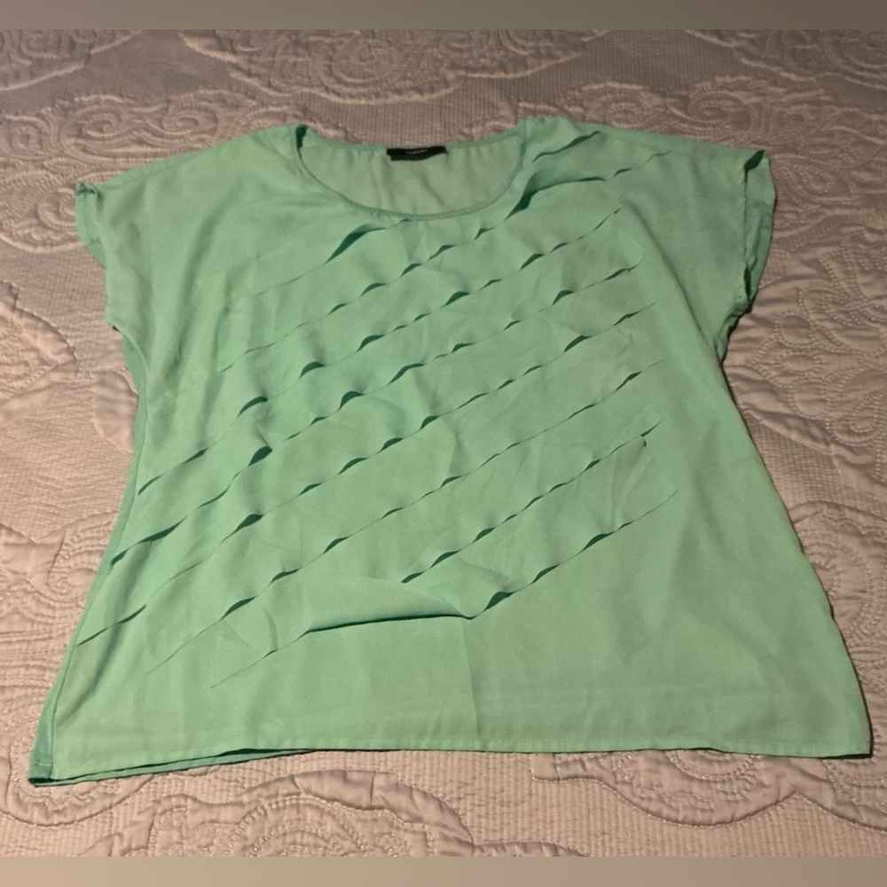 Alfani Green Ruffled Blouse - Picture 7 of 7